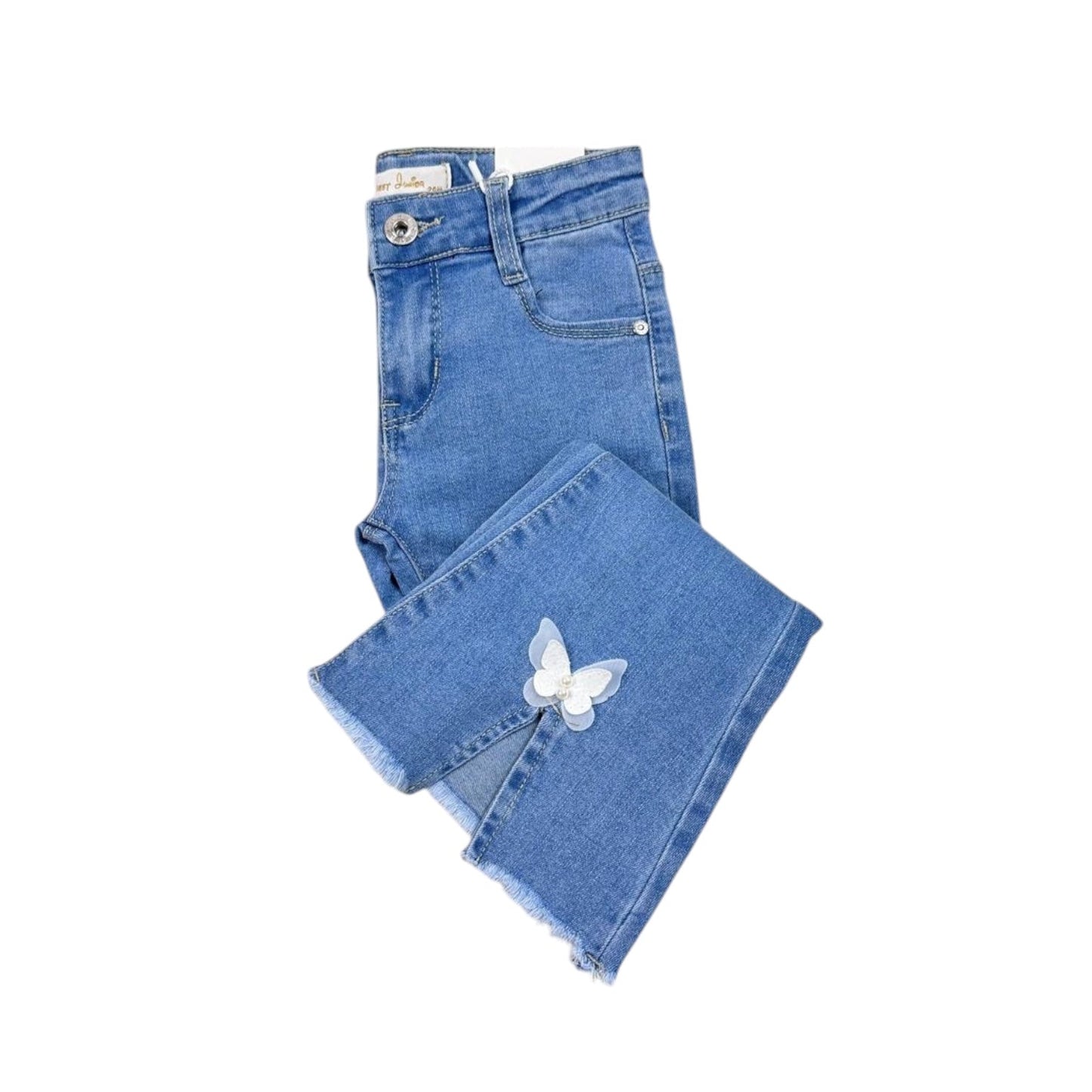 Blugi albaștri cu fluturași - Kids Magazin