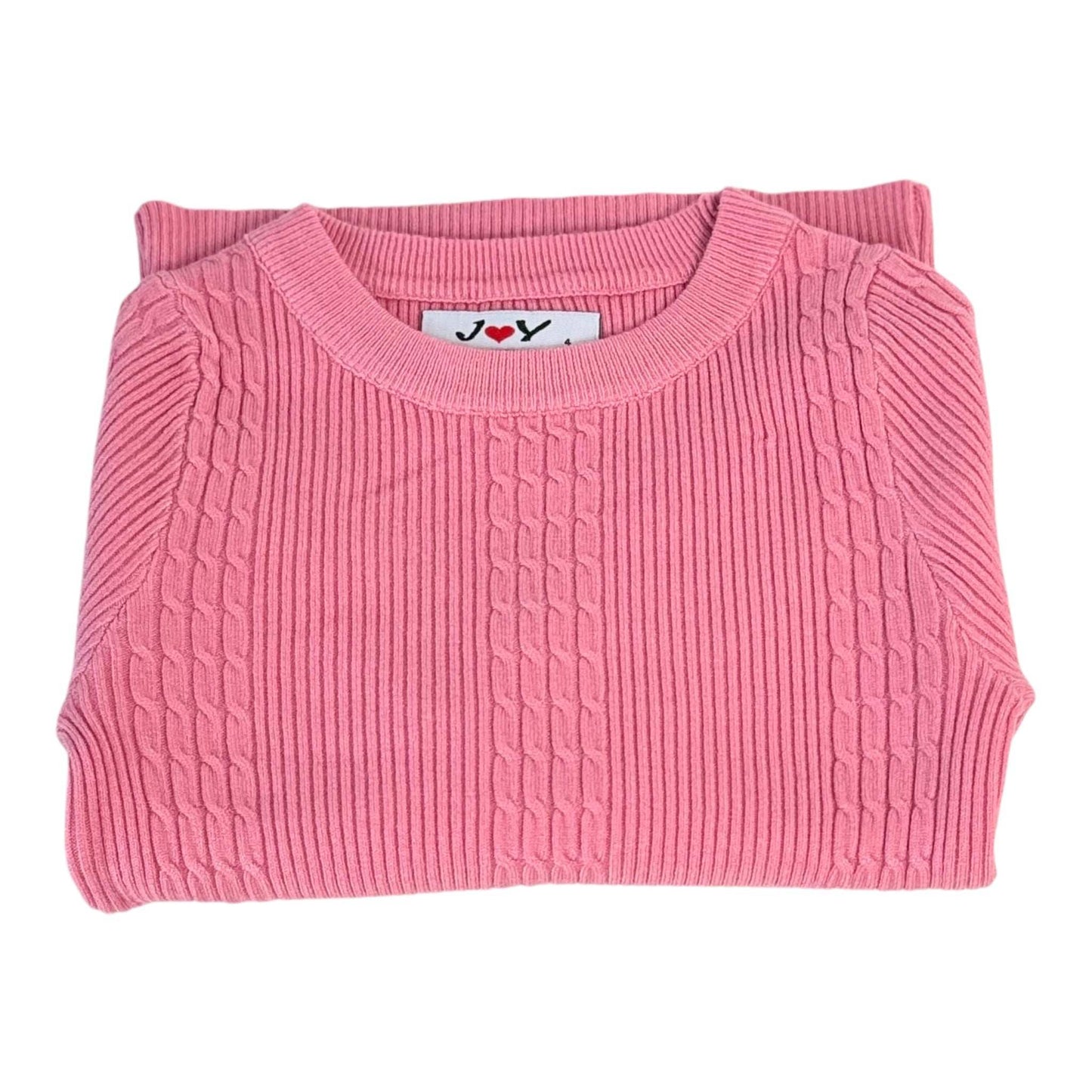 Bluza tip pulover roz cu model striat - Kids Magazin