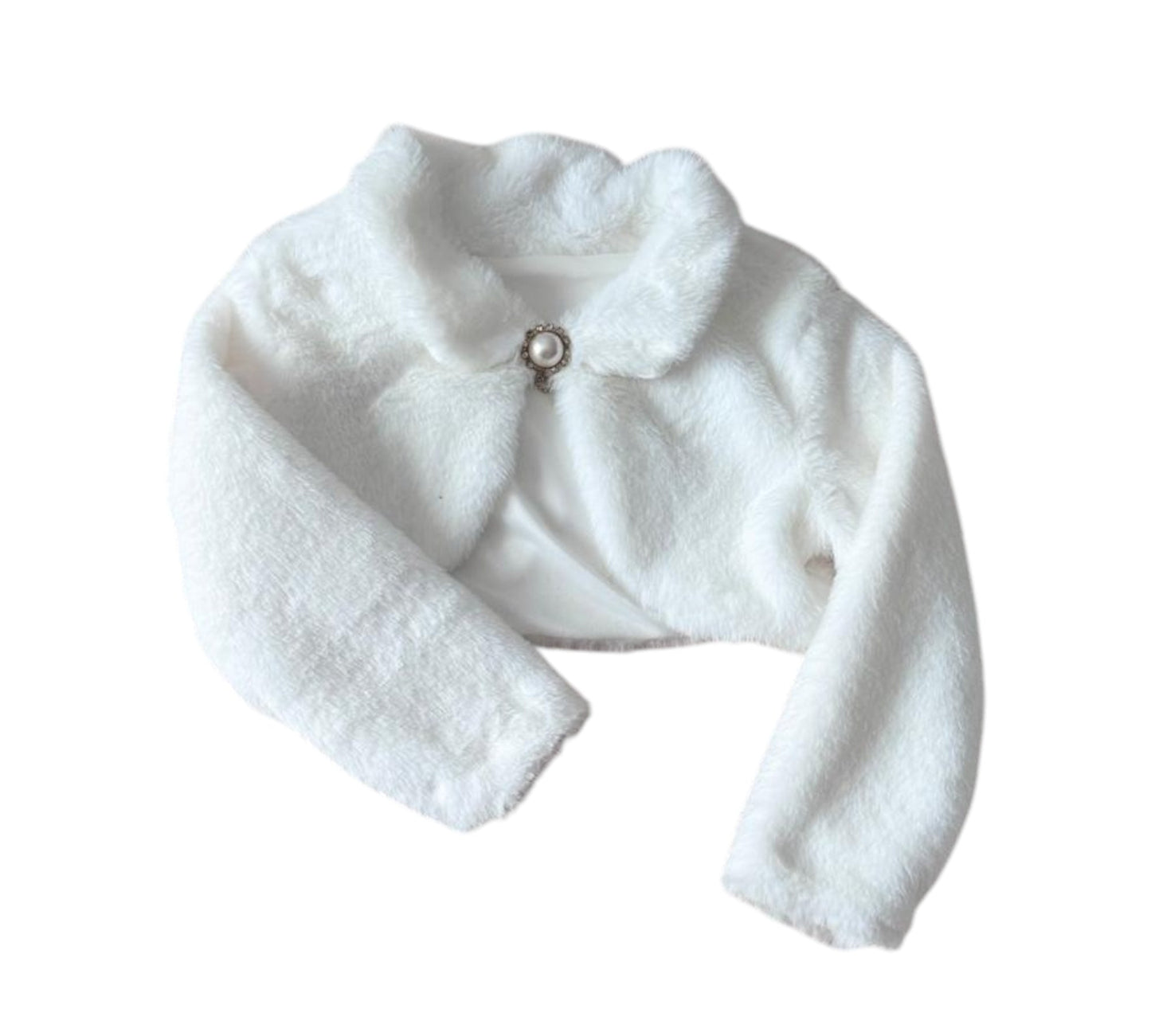 Bolero alb din blăniță - Kids Magazin