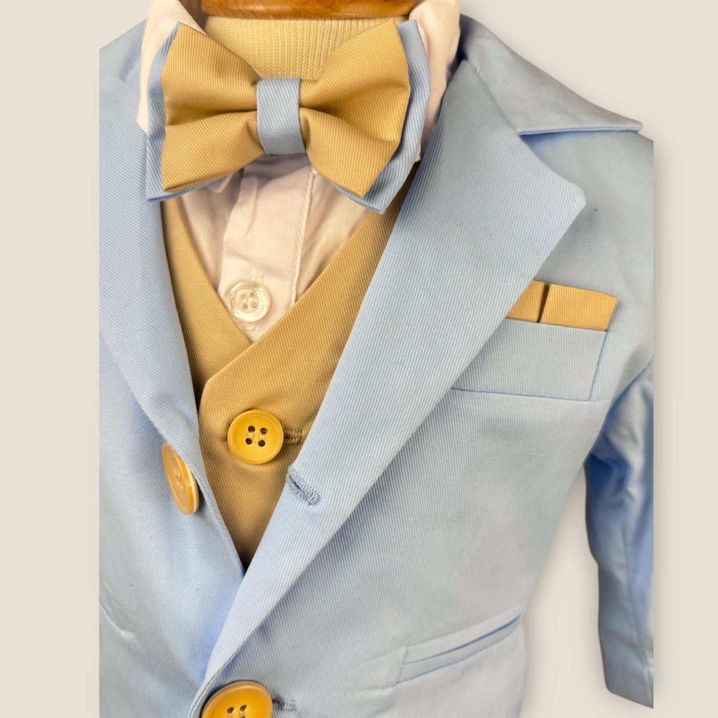 Costum elegant bebeluș Bleo cu pantaloni Crem - Kids Magazin