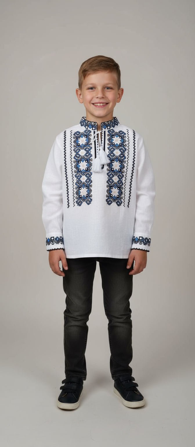 Ie pentru băiat cu model geometric albastru - Kids Magazin