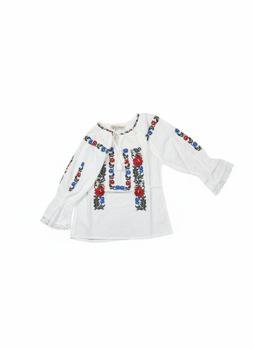 Ie pentru fete cu model floral brodat - Kids Magazin