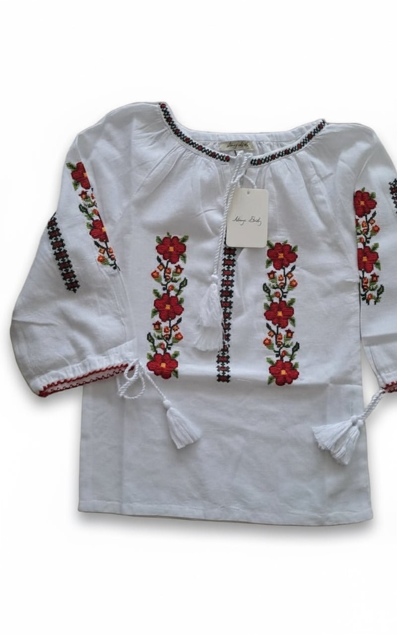 Ie tradițională cu model floral pentru fete - Kids Magazin