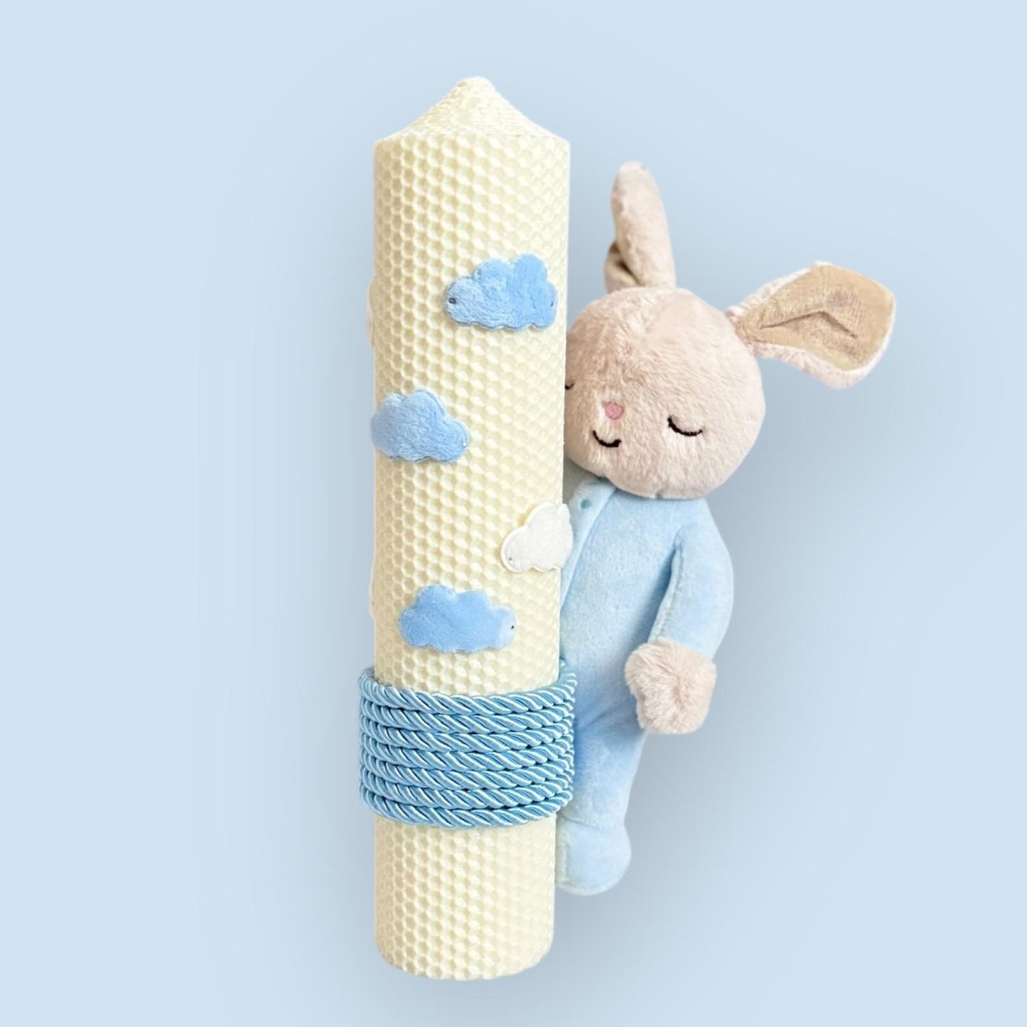 Lumânare tip fagure Iepurasul Somnoros detalii bleu - Kids Magazin