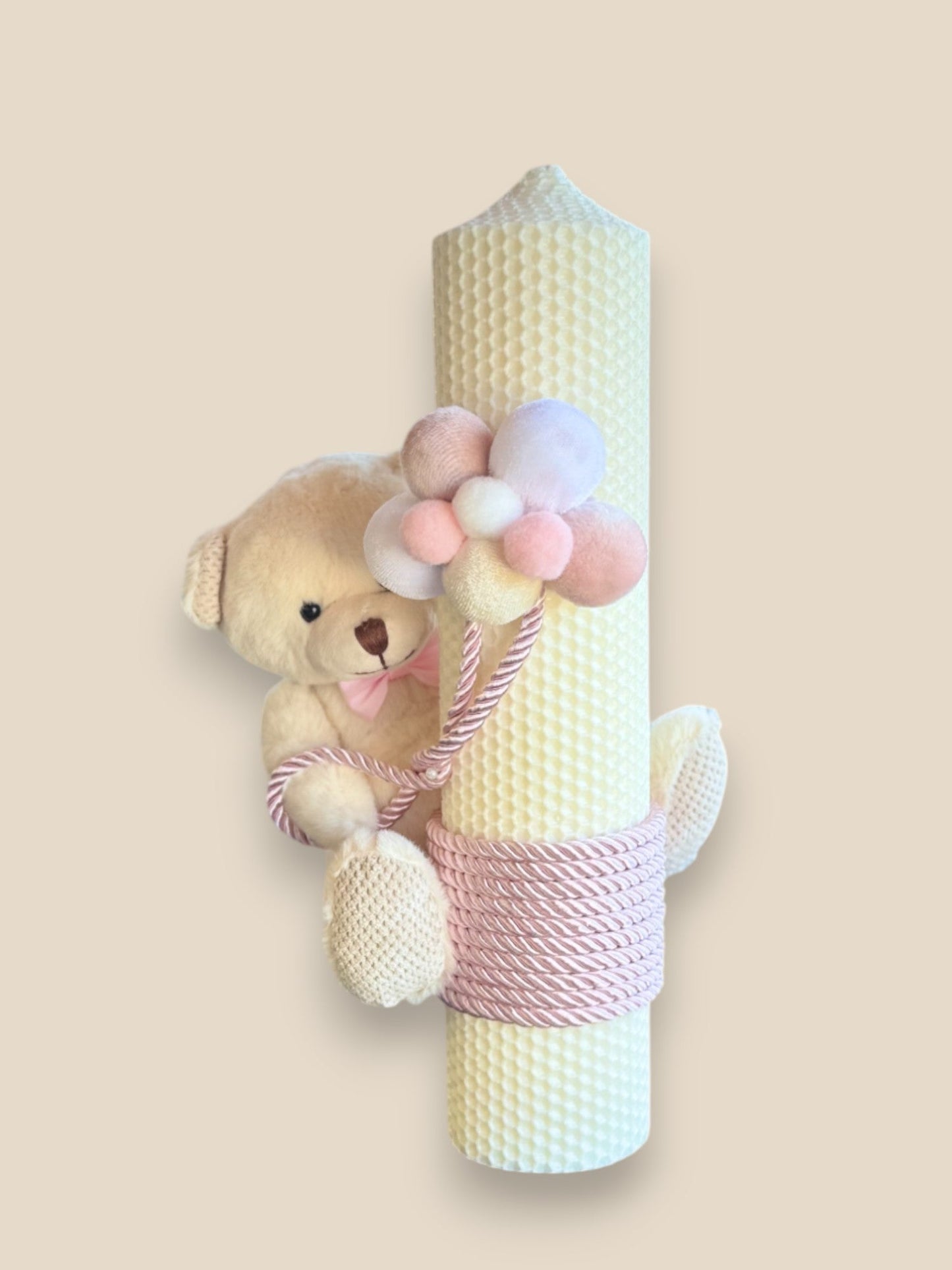 Lumânare Ursulica Crem și Roz - Kids Magazin