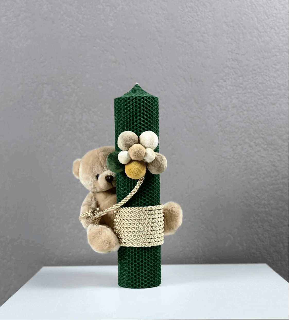 Lumânare Verde cu Ursulet crem cu Baloane - Kids Magazin