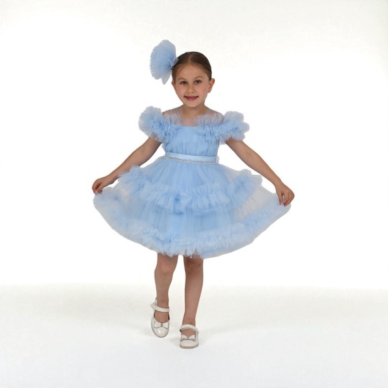 Rochie elegantă bleo cu pampon - Kids Magazin