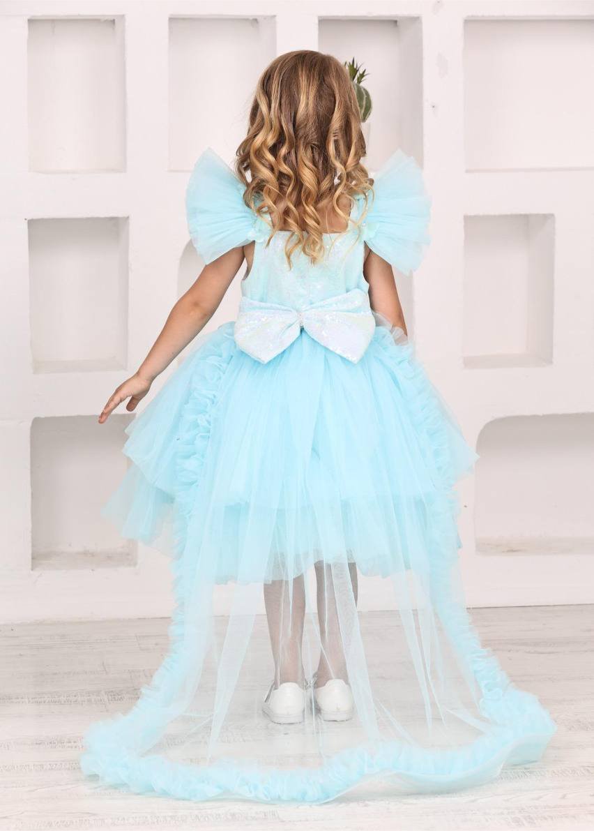 Rochie eleganta bleo cu trena 6550 - Kids Magazin
