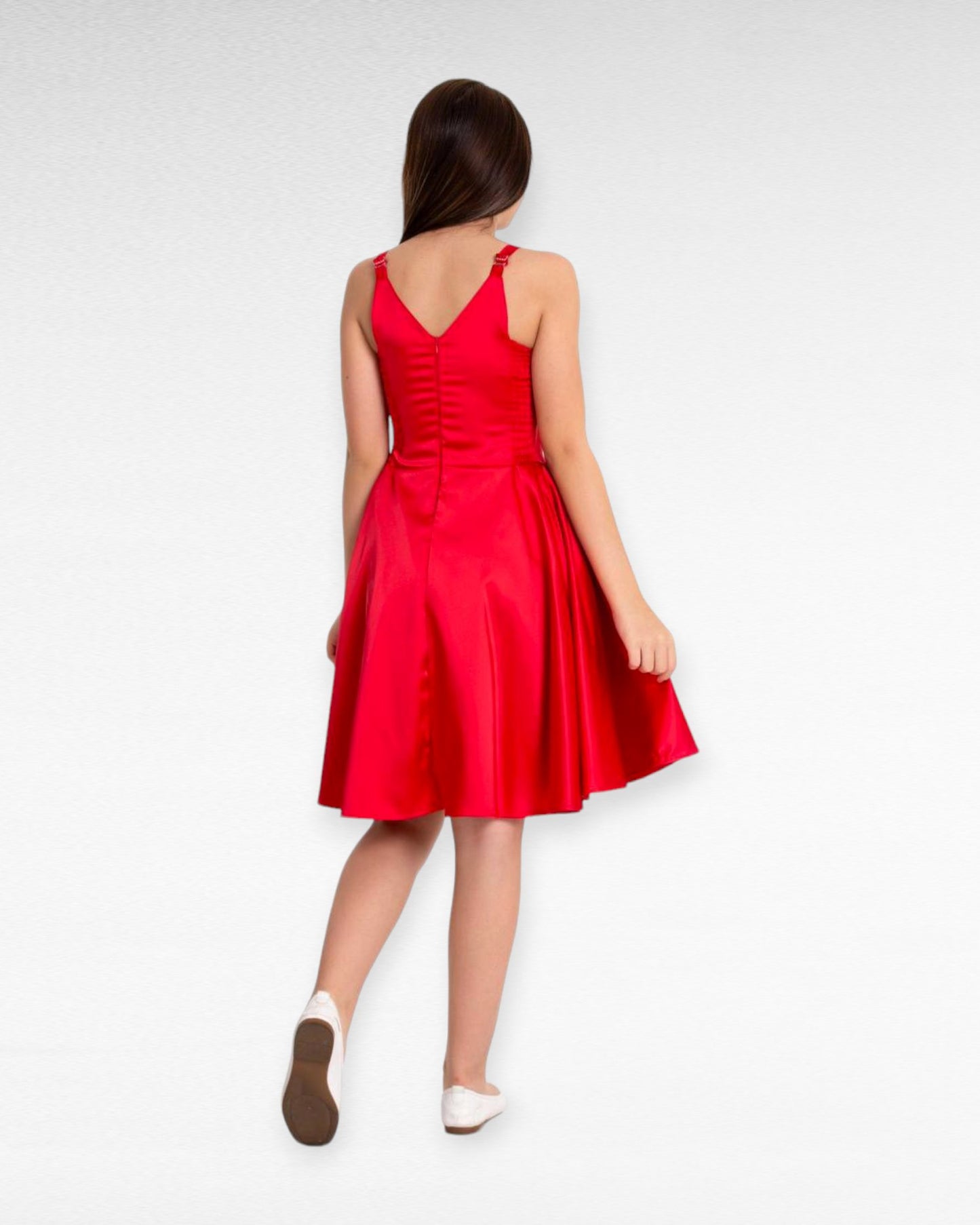 Rochie eleganta scurta rosie 1560 - Kids Magazin