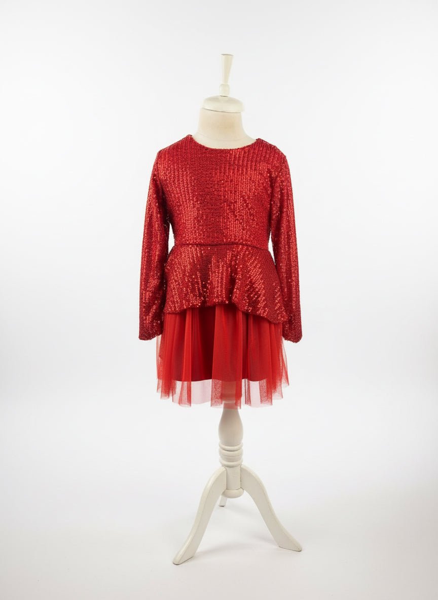 Rochie roșie cu paiete - Kids Magazin