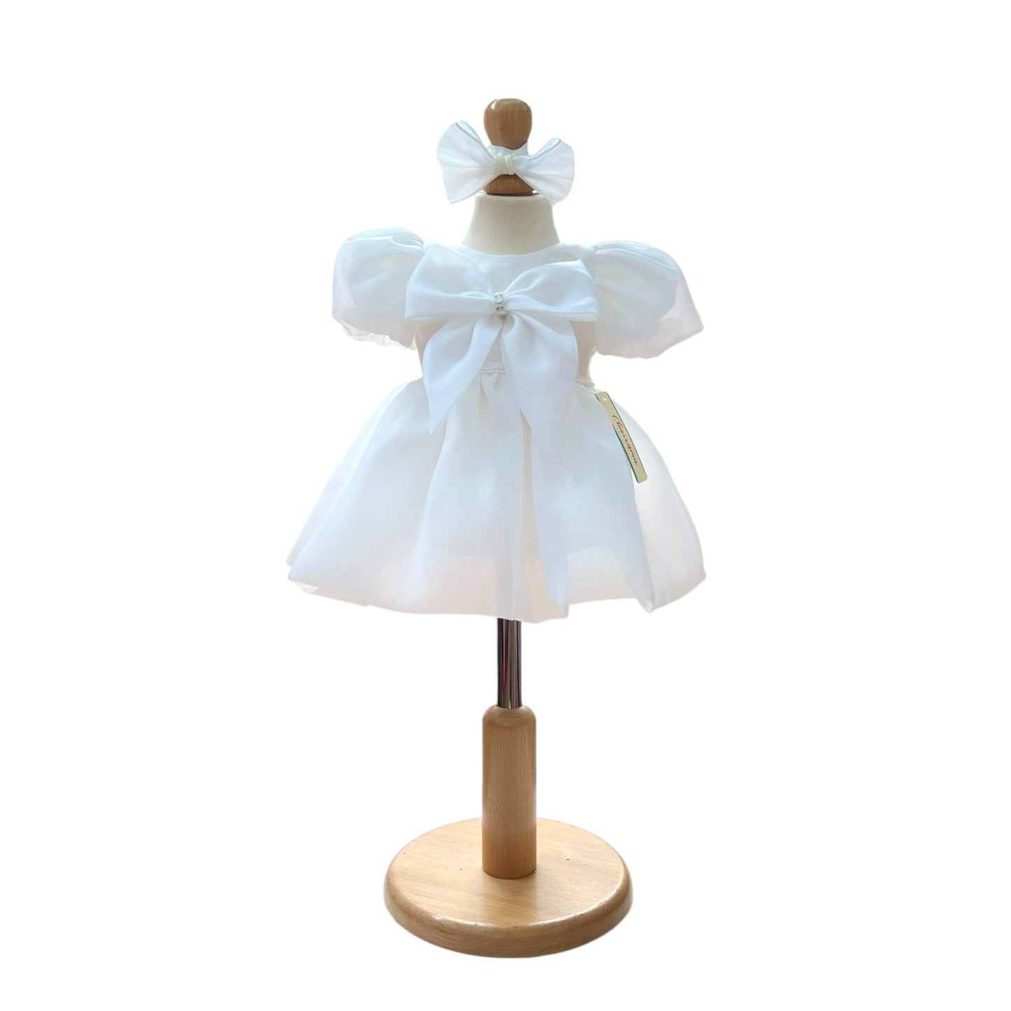 Rochiță elegantă albă pentru bebelușe - Kids Magazin