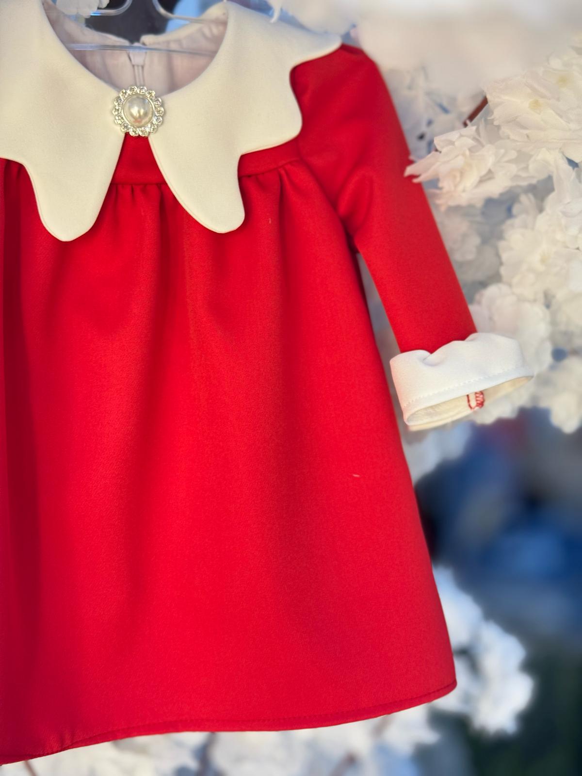 Rochita roșie cu guler elegant - Kids Magazin