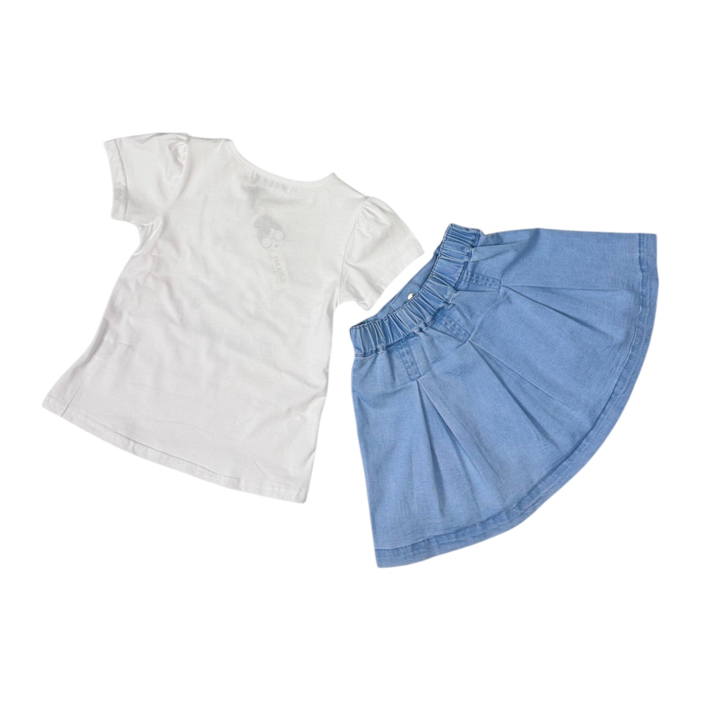 Set tricou alb și fustă de blugi - Kids Magazin