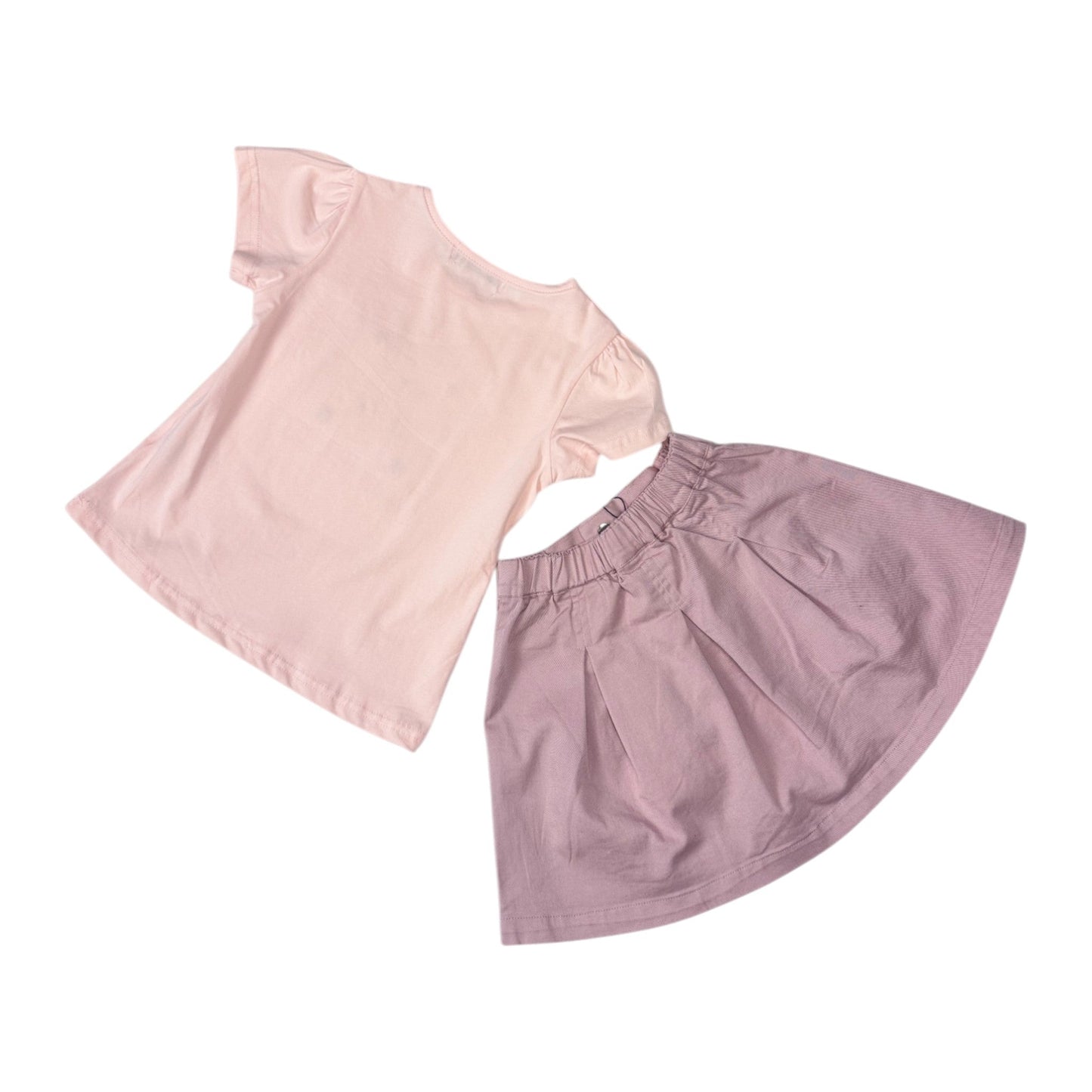 Set tricou roz și fustă de blugi roz prafuit - Kids Magazin