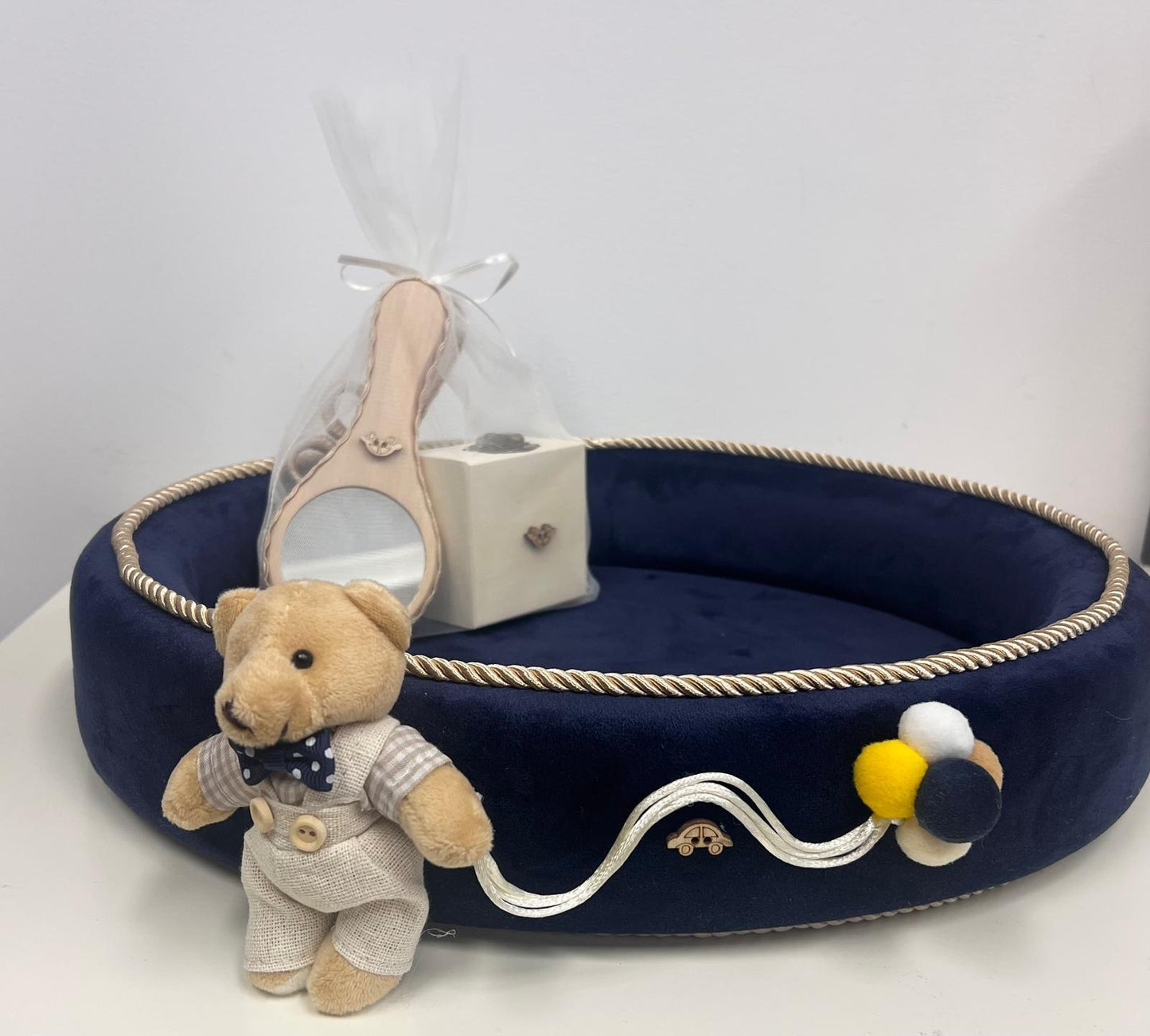 Tavă bleomarin din catifea cu ursulet pentru mot - Kids Magazin