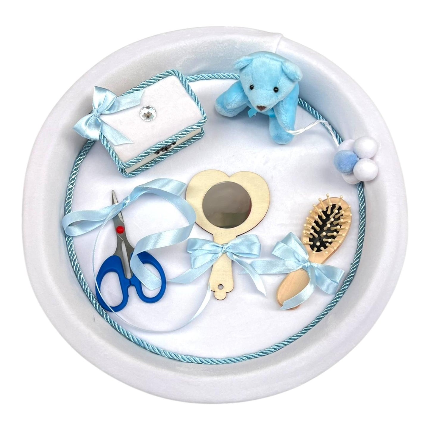 Tavita pentru mot Ursulet de Catifea Alba cu detalii Bleo - Kids Magazin