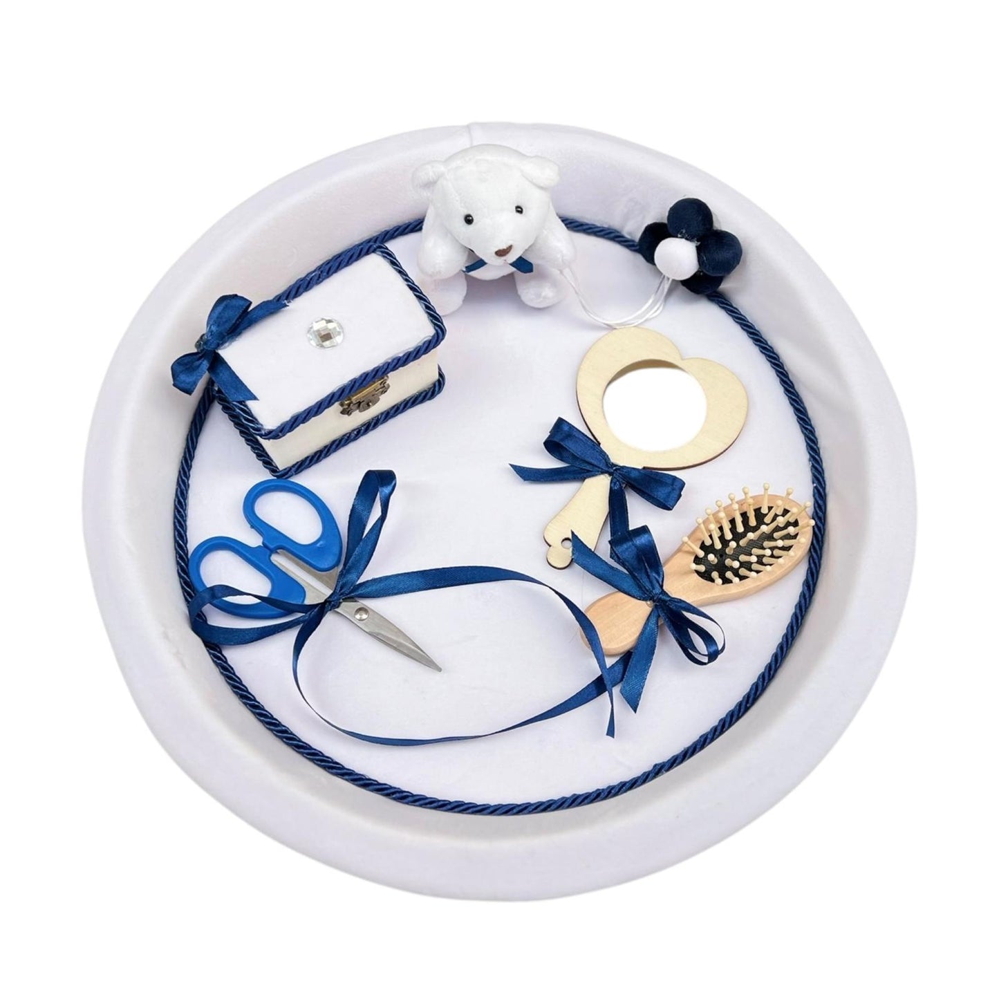 Tavita pentru mot Ursulet de Catifea Alba cu detalii Bleomarin - Kids Magazin