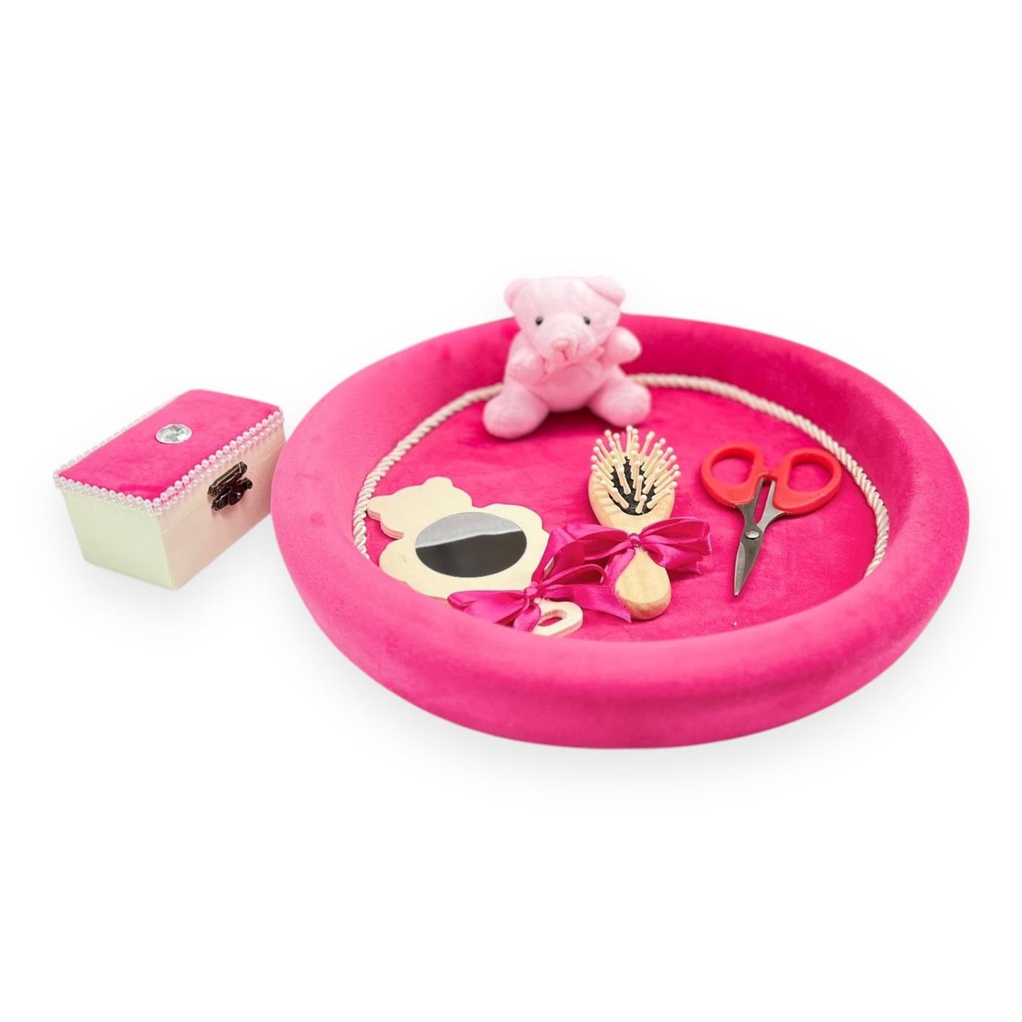 Tavita pentru mot Ursulet de Catifea Fuchsia - Kids Magazin