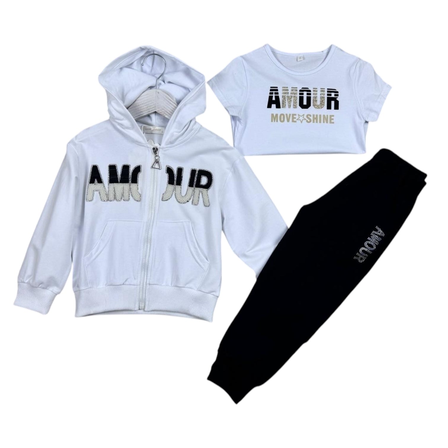 Trening Amour alb cu 3 piese - Kids Magazin