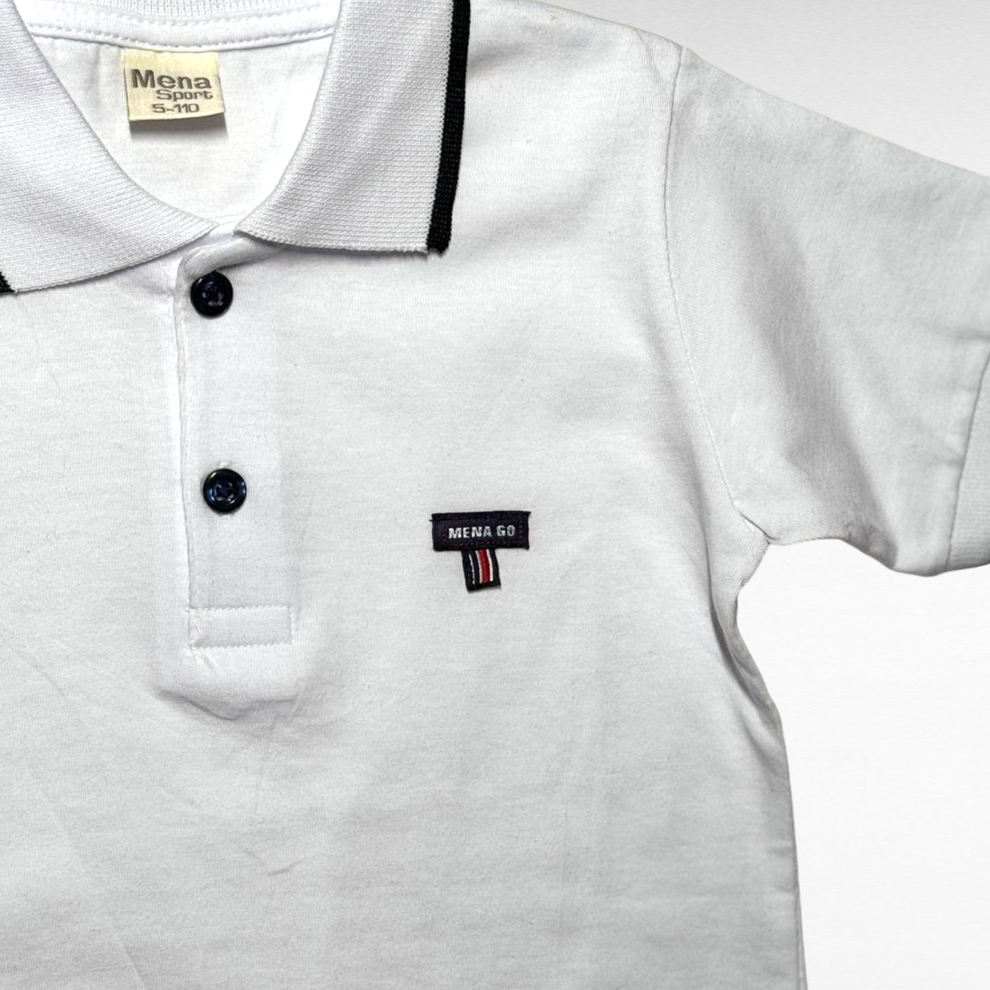 Tricou polo alb cu dunga bleomarin baieti - Kids Magazin