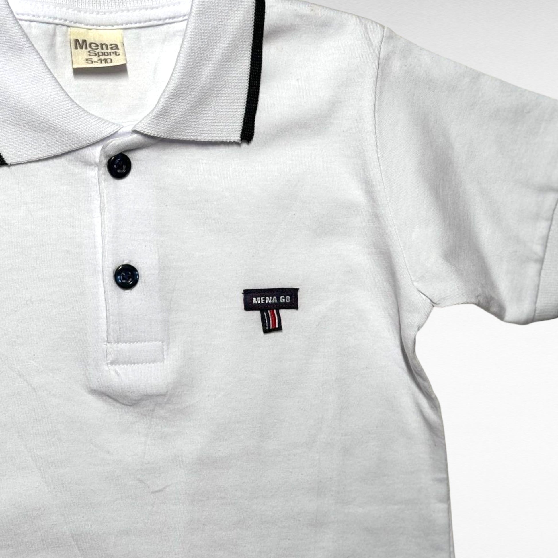 Tricou polo alb cu dunga bleomarin baieti - Kids Magazin