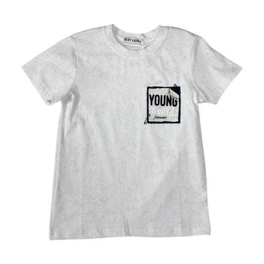 Tricou Young and Wild alb pentru baieti - Kids Magazin