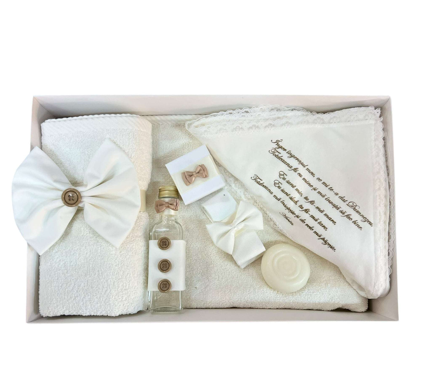 Trusou baietel ivoire cu fundita crem - Kids Magazin