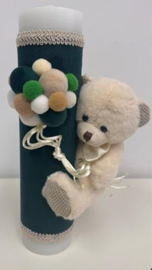 Trusou botez cu Ursuleț în cufăr de catifea verde - Kids Magazin