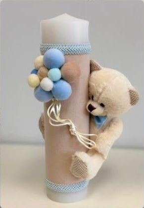 Trusou botez Ursuleț în cufăr de catifea Bleu - Kids Magazin