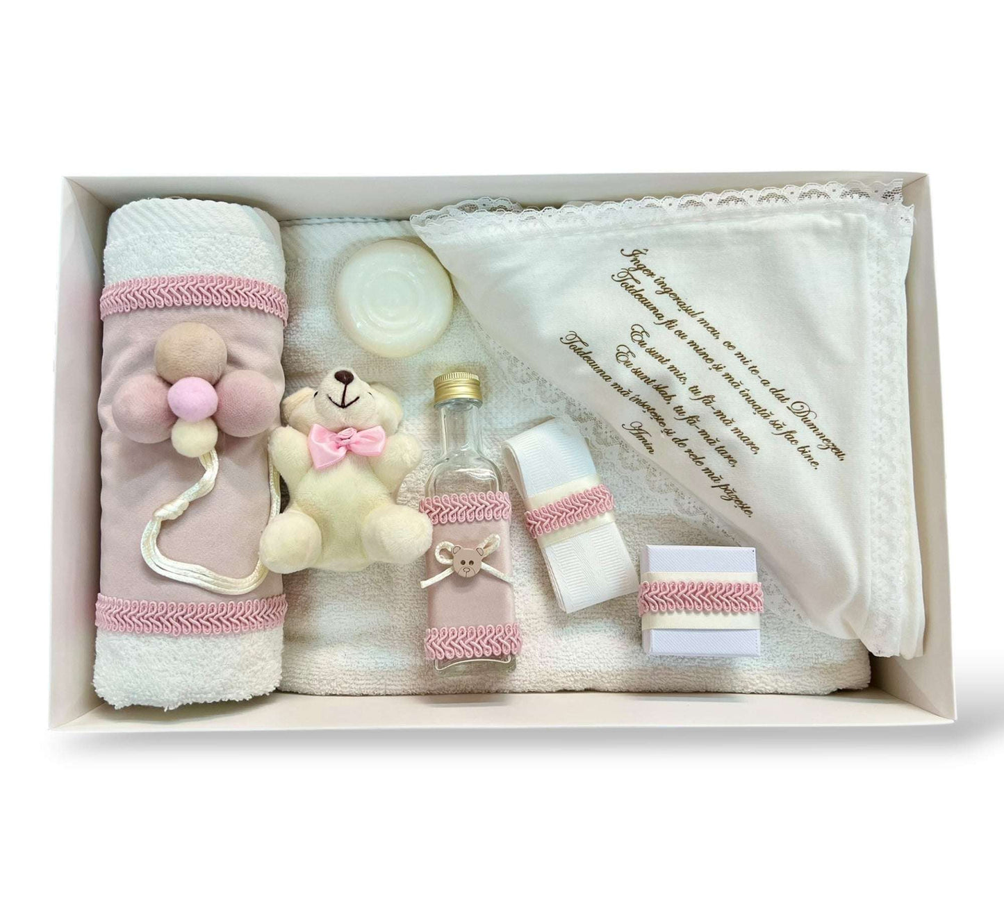 Trusou cu Ursuleț și Baloane roz din catifea - Kids Magazin