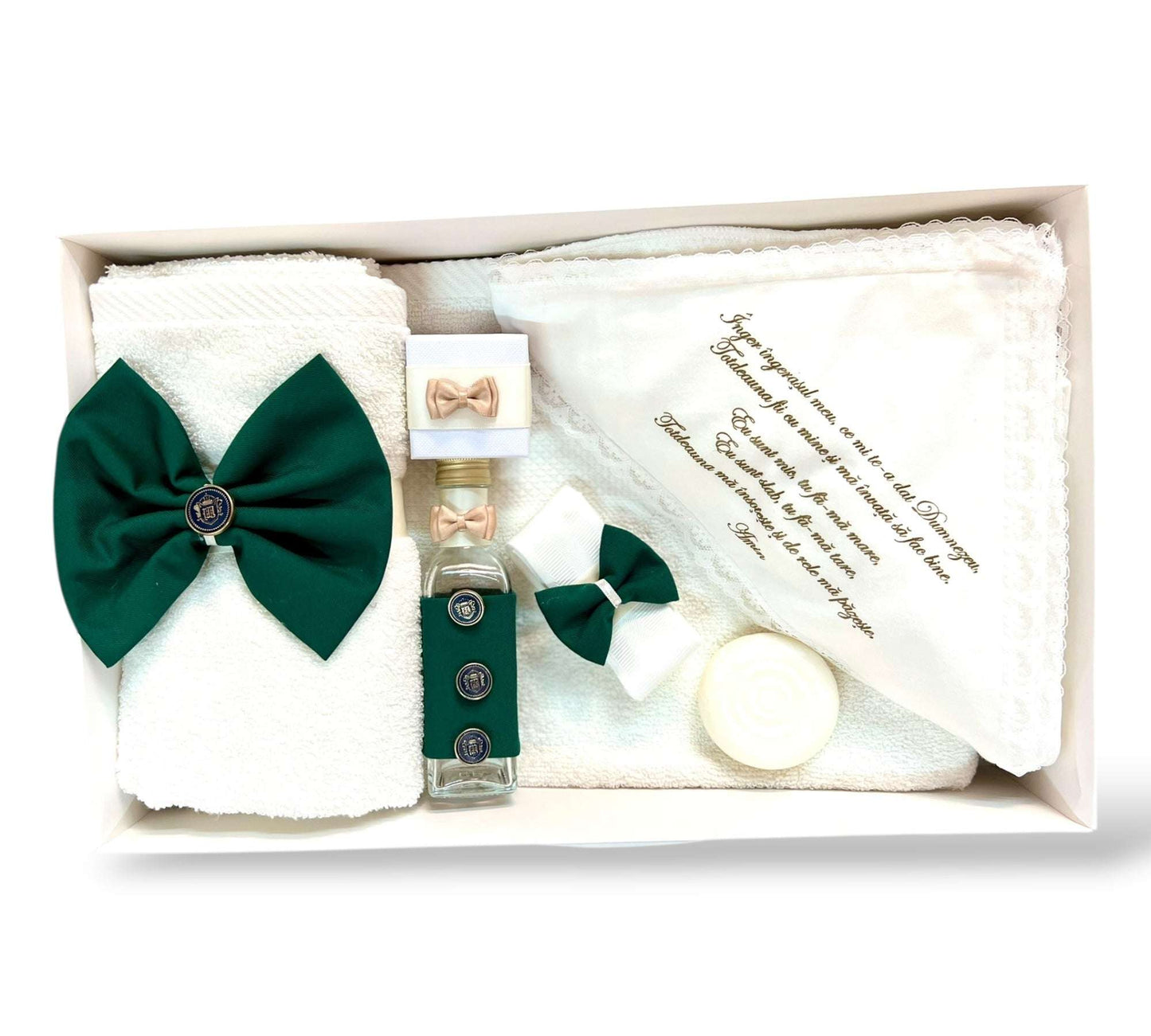 Trusou ivory cu papion verde - Kids Magazin