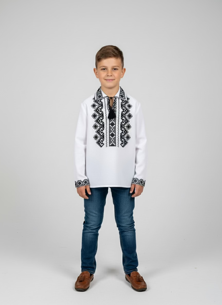 Ie pentru baieti brodata cu negru