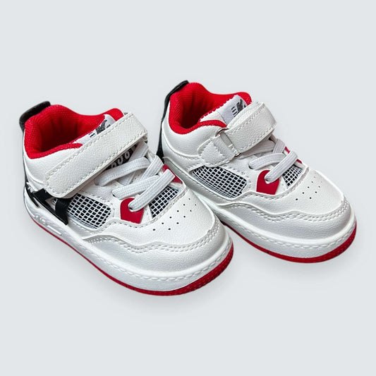 Adidasi Cu Arici Baiat Albi cu Rosu - Kids Magazin