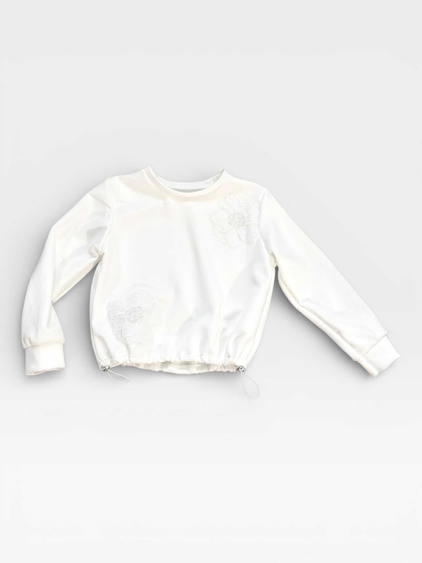 Bluza albă cu floare aplicată - Kids Magazin