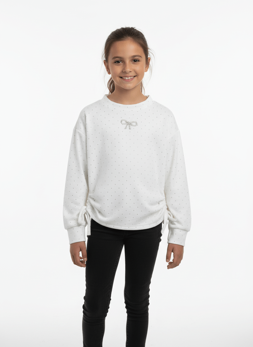 Bluza albă din catifea - Kids Magazin