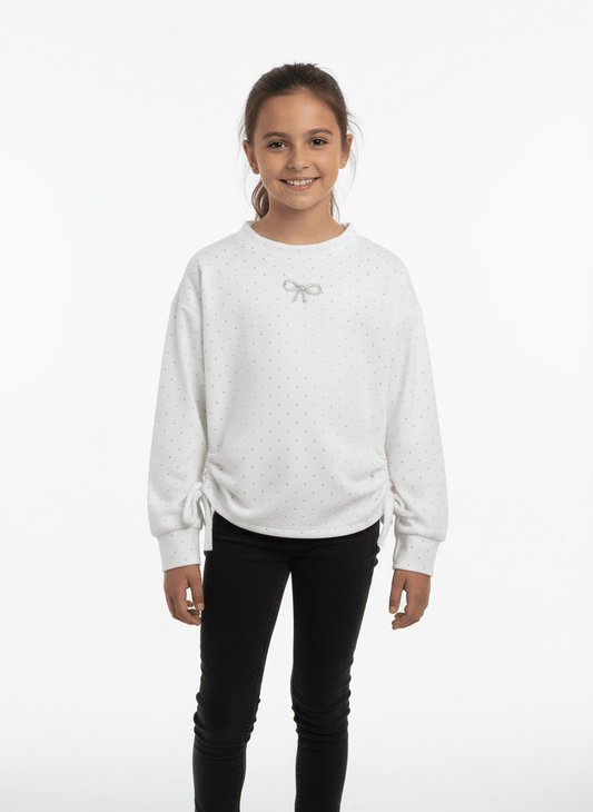 Bluza albă din catifea - Kids Magazin