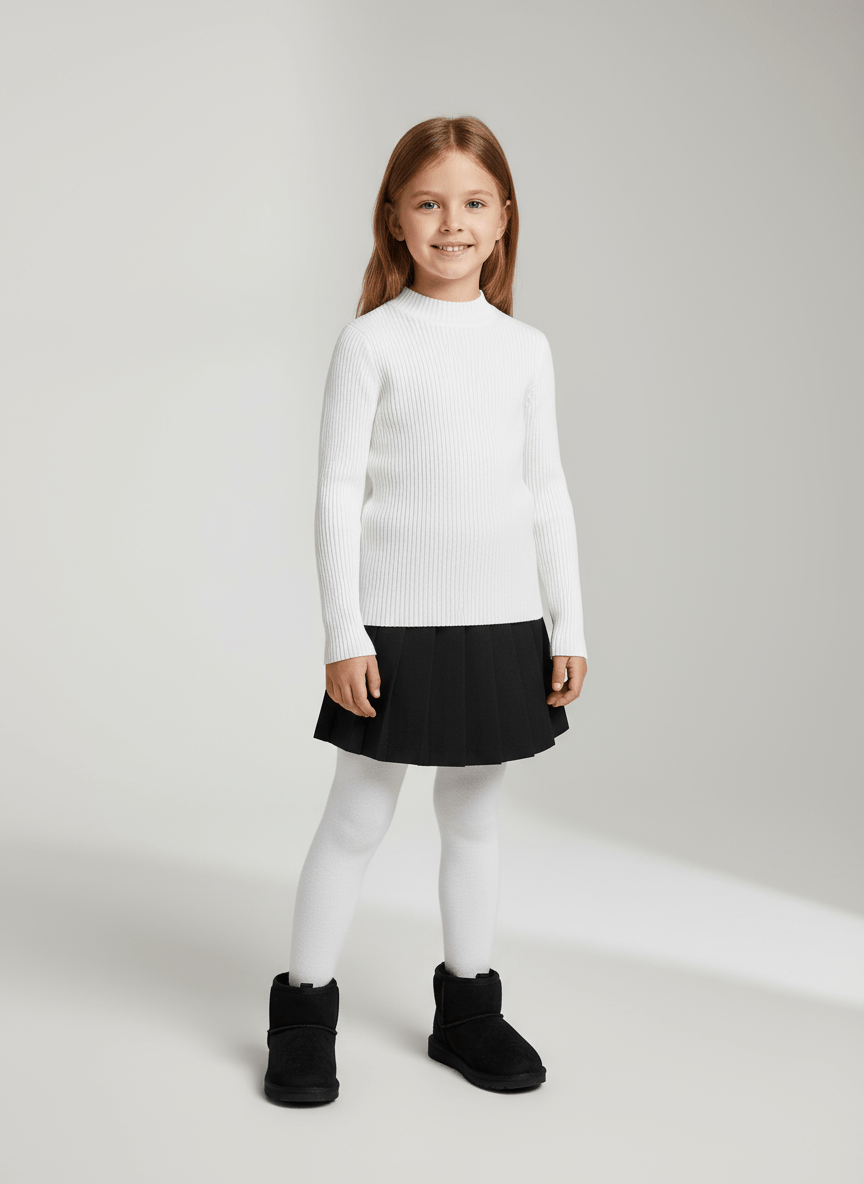 Bluza tip pulover alba cu model striat - Kids Magazin