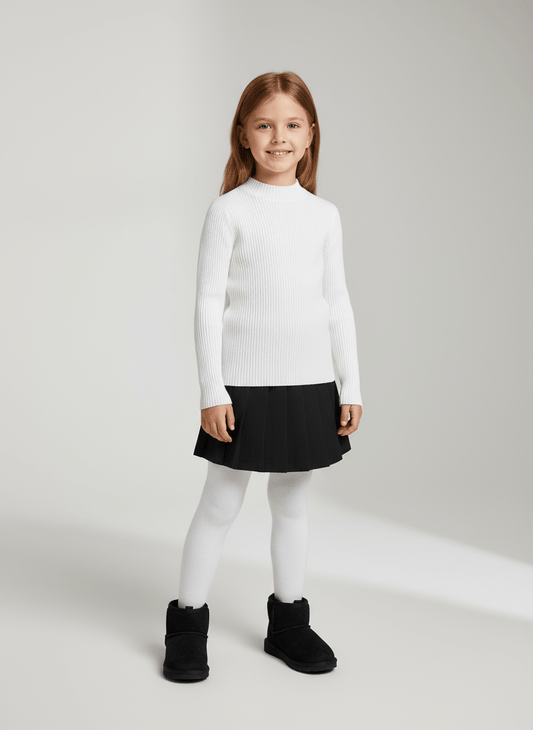 Bluza tip pulover alba cu model striat - Kids Magazin