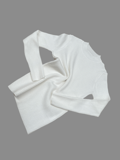 Bluza tip pulover alba cu model striat - Kids Magazin