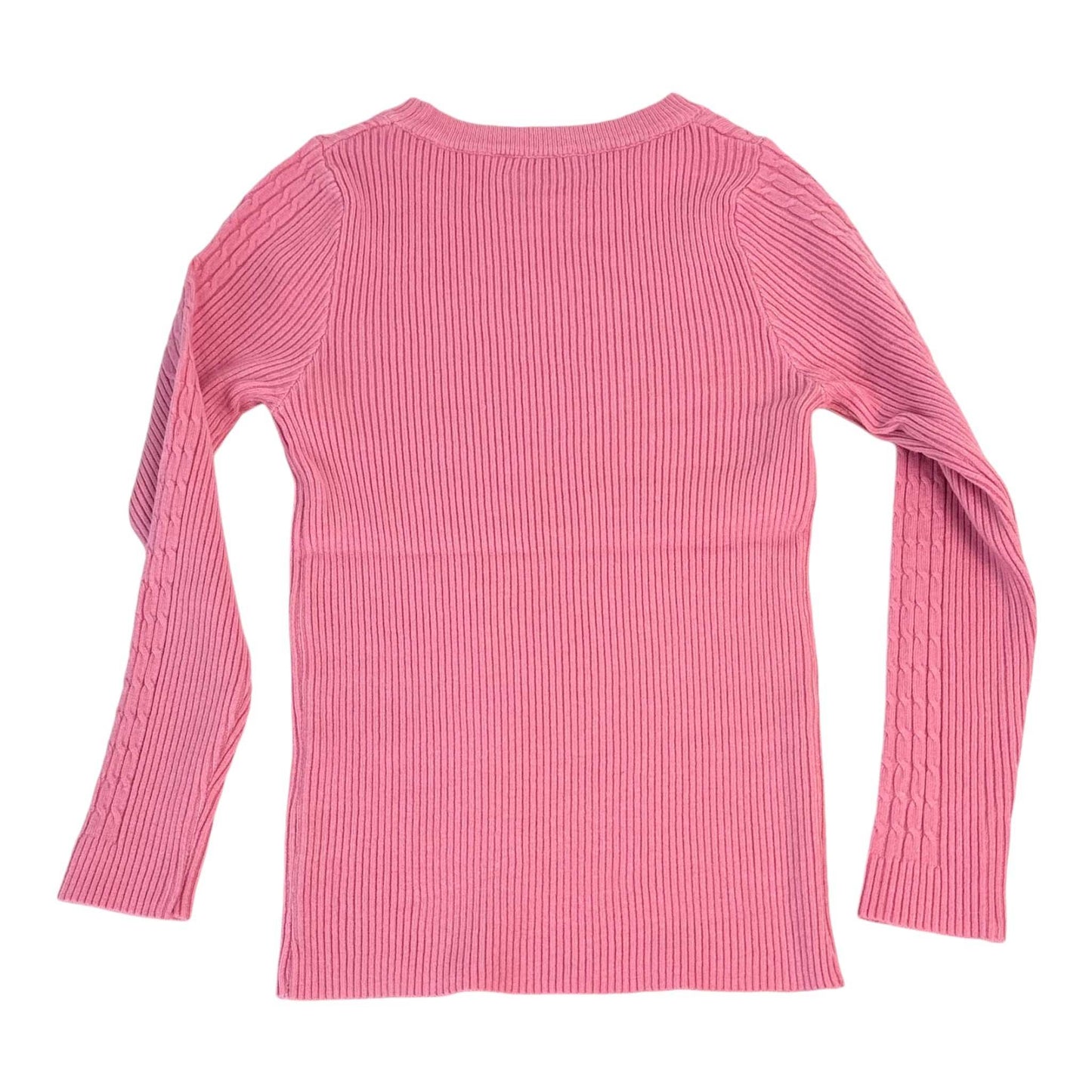 Bluza tip pulover roz cu model striat - Kids Magazin