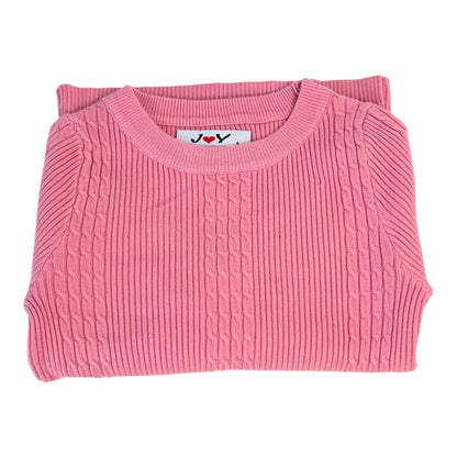 Bluza tip pulover roz cu model striat - Kids Magazin