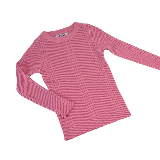Bluza tip pulover roz cu model striat - Kids Magazin