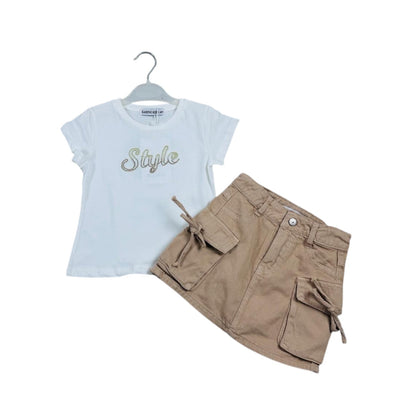Compleu tricou și fustă crem - Kids Magazin
