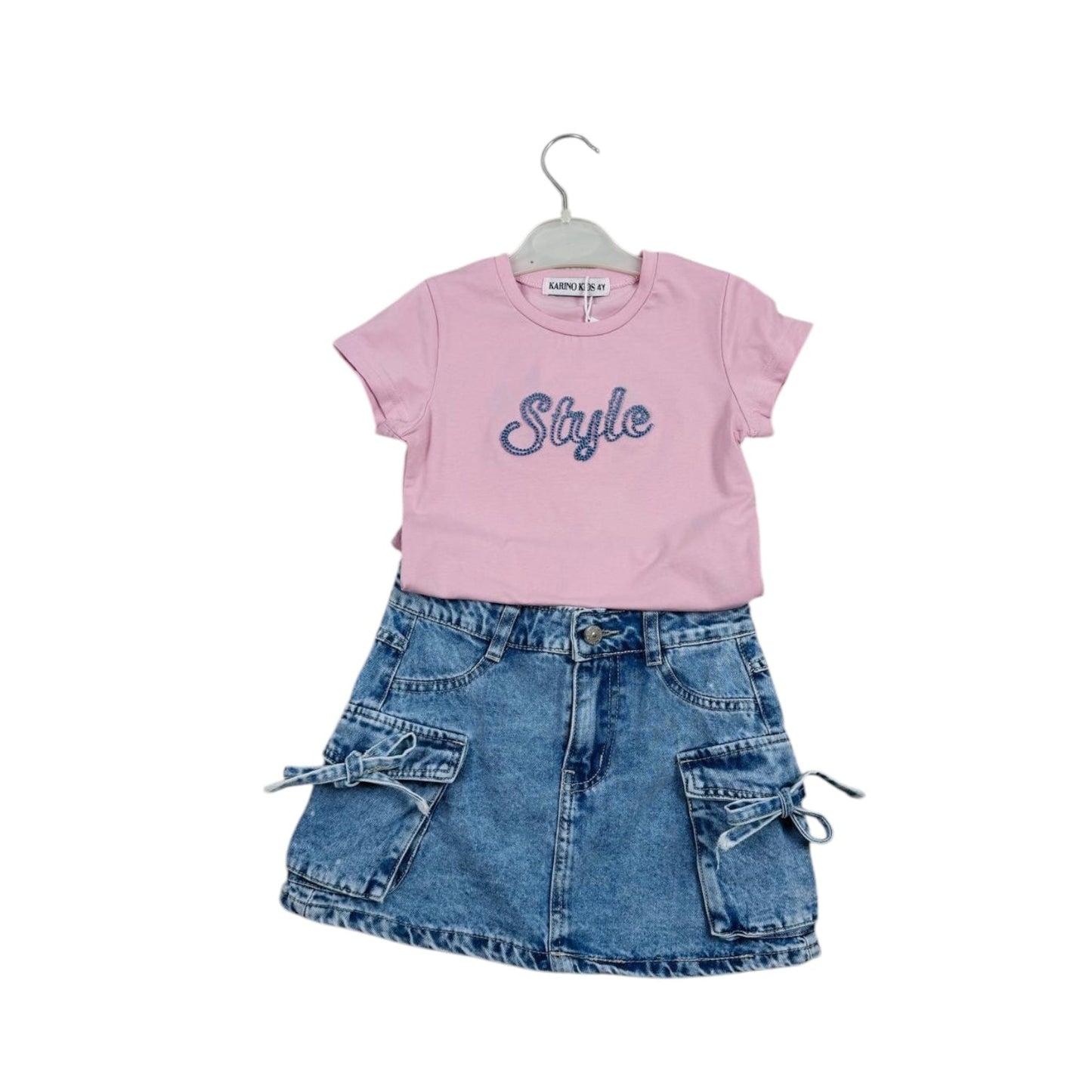 Compleu tricou și fustă de blugi - Kids Magazin