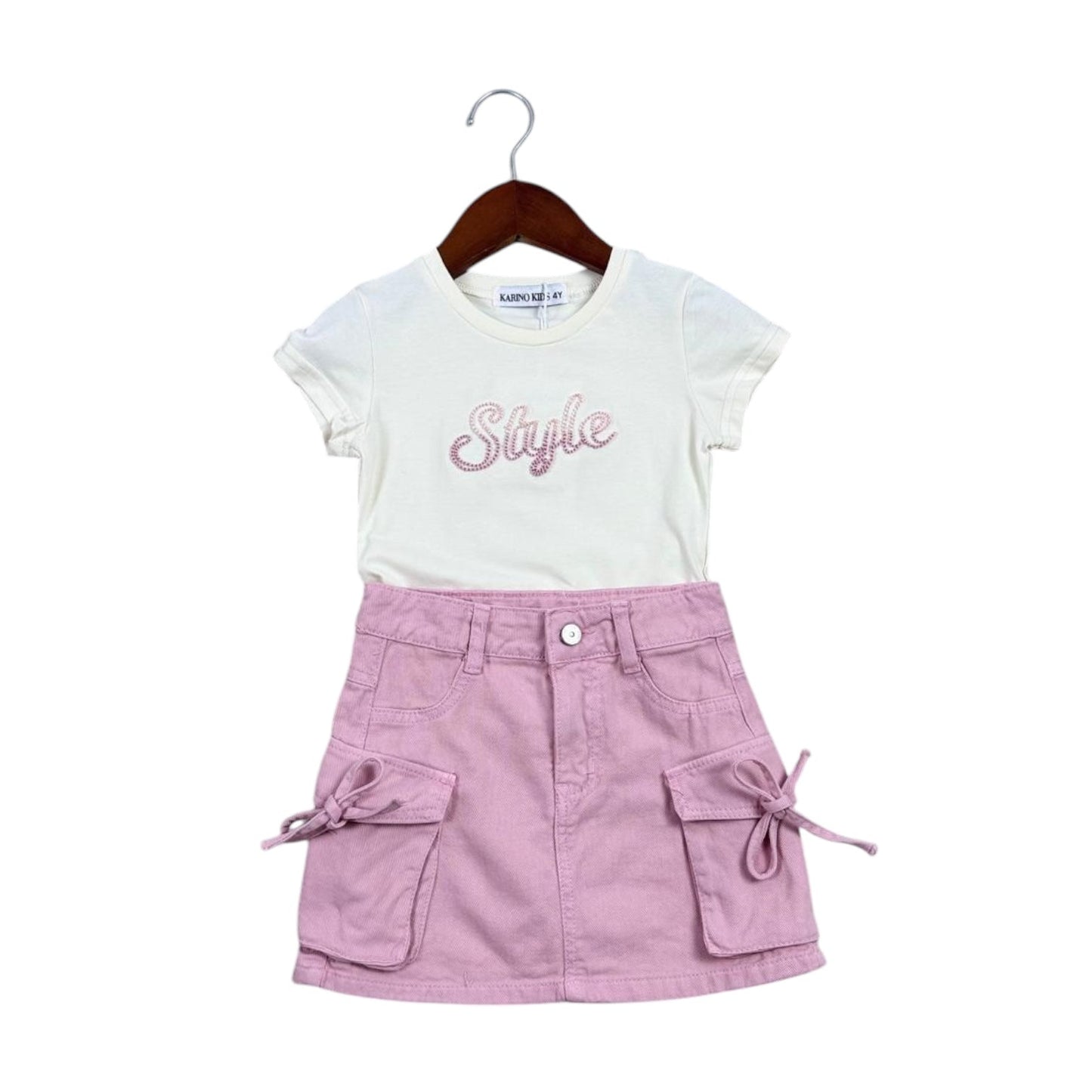 Compleu tricou și fustă roz - Kids Magazin
