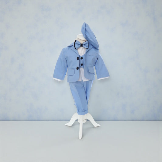 Costum elegant bebe bleo cu detalii bleomarin - Kids Magazin