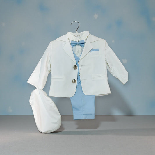 Costum elegant bebe bleo cu sacoul alb - Kids Magazin