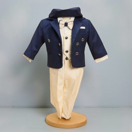 Costum elegant bebe crem cu sacou bleomarin - Kids Magazin