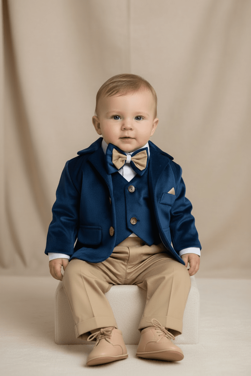 Costum elegant bebe cu sacou albastru - Kids Magazin
