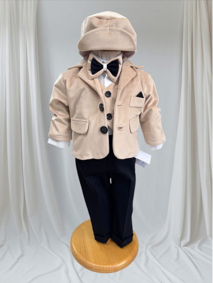 Costum elegant bebe cu sacou crem - Kids Magazin